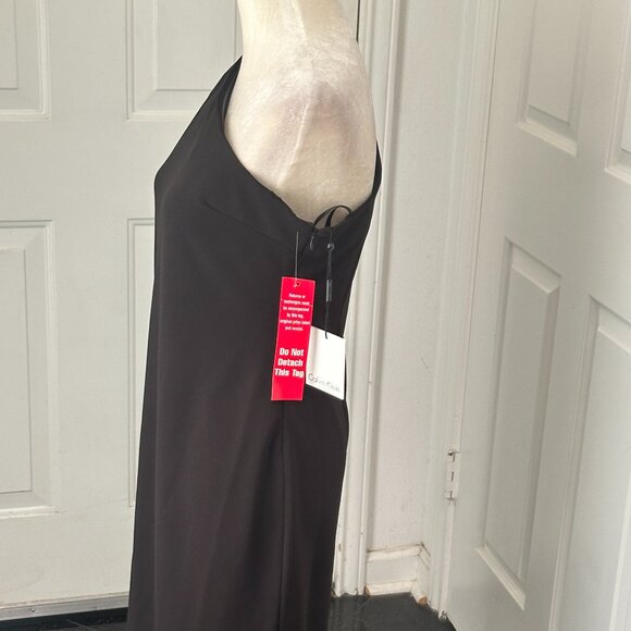 NWT Calvin Klein One Shoulder Ruffle Sheath Cocktail Dress, Black Size 10 - Picture 2 of 13